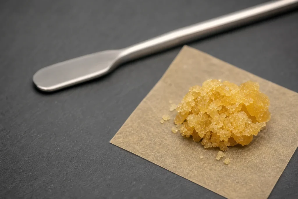 Crumble-style cannabis concentrate shown in a neutral educational close-up